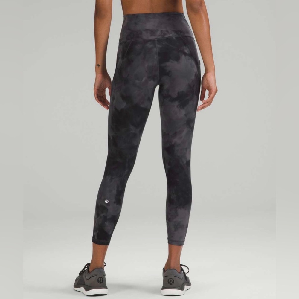 Lululemon Tie Dye Leggings Gray Black Size 4 High Rise Athletic - Picture 2 of 12